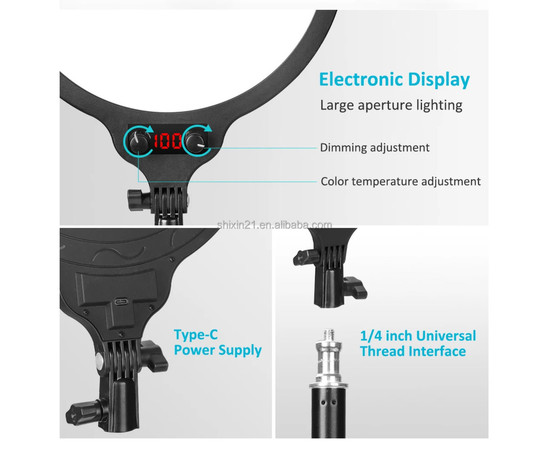 Зображення 5 Світлодіодна LED-панель ZL-QP330 – 33см. (Кільцева лампа) для студійного освітлення, на штативі 210см., 24 Вт.