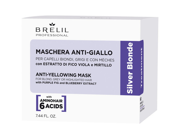Зображення 2 Маска проти жовтизни волосся Brelil Anti-Yellowing Mask Silver Blonde, 220 мл, Об'єм (мл, г): 220
