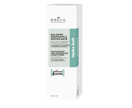 Зображення 2 Кондиціонер для волосся зволожуючий Brelil Moisturising And Detangling Conditioner Hydra Soft, 250 мл, Об'єм (мл, г): 250