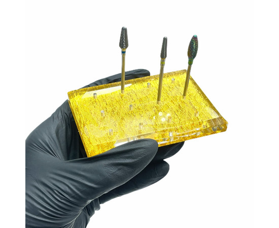 Зображення 3 Підставка прямокутна для фрезерних насадок на 12 осередків, Золото