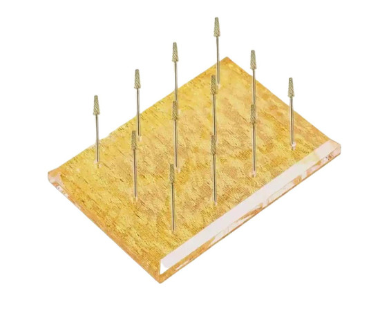 Зображення 4 Підставка прямокутна для фрезерних насадок на 12 осередків, Золото