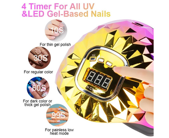 Зображення 2 UV/LED лампа SUN G5 Maх для манікюру та педикюру з дисплеєм 288 Вт. Золотий