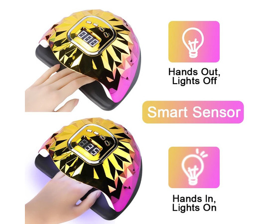 Зображення 5 UV/LED лампа SUN G5 Maх для манікюру та педикюру з дисплеєм 288 Вт. Золотий