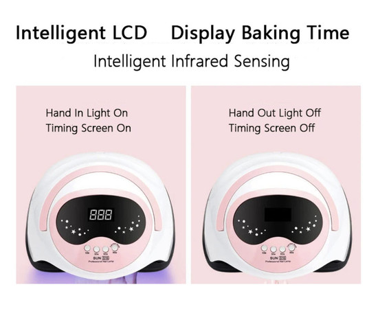 Зображення 5 SUN S16 на 168 Вт. - лампа для манікюру та педикюру (з таймером, дисплеєм та знімним дном) Рожевий