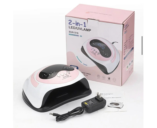 Зображення 6 SUN S16 на 168 Вт. - лампа для манікюру та педикюру (з таймером, дисплеєм та знімним дном) Рожевий