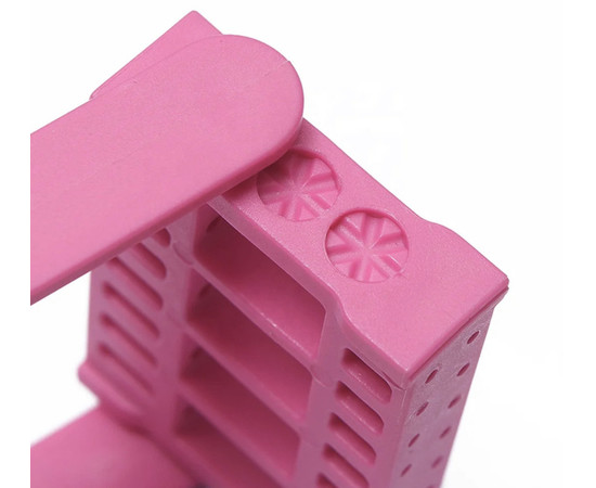 Изображение 3 Подставка - контейнер для фрезерных насадок, на 16 ячеек с крышкой Малиновый