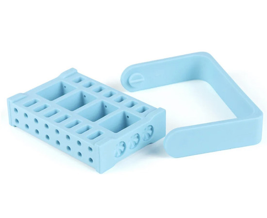 Изображение 5 Подставка - контейнер для фрезерных насадок, на 16 ячеек с крышкой Голубой