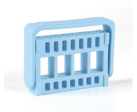 Изображение 6 Подставка - контейнер для фрезерных насадок, на 16 ячеек с крышкой Голубой