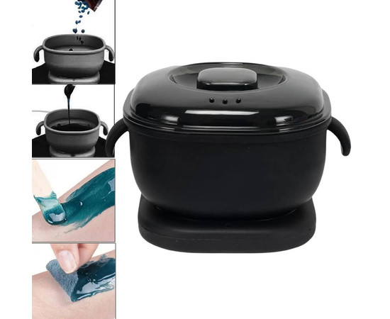 Зображення 3 Баночний воскоплав SS-001A із силіконовою чашею для депіляції на 400 мл. та 100 Вт. Чорний, Об'єм (мл, г): 400, Колір: чорний