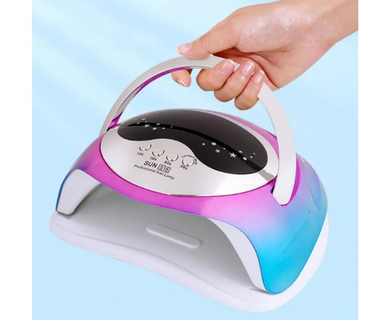 Зображення 2 UV/LED лампа SUN S16 Chrom для манікюру та педикюру з LED дисплеєм, 168 Вт. Синій з рожевим