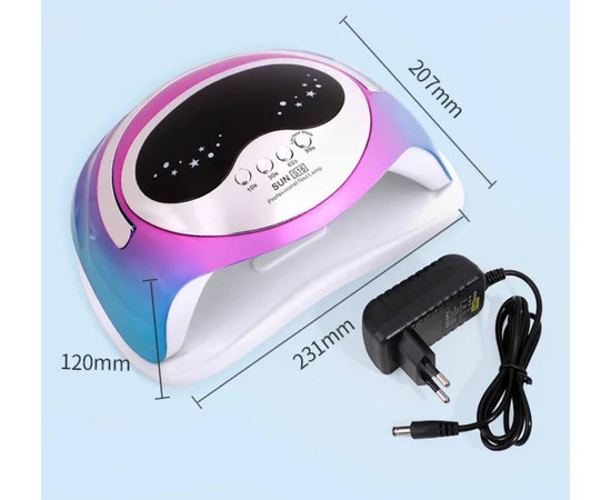 Зображення 3 UV/LED лампа SUN S16 Chrom для манікюру та педикюру з LED дисплеєм, 168 Вт. Синій з рожевим