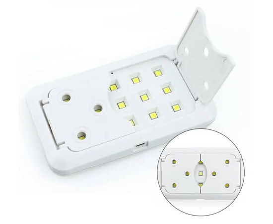 Изображение 4 Мини UV/LED лампа Sun 11 plus для сушки ногтей на USB (сенсорная, с таймером), 60 Вт. Белый-розовый 