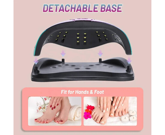 Изображение 4 UV/LED лампа T15 Chrom для маникюра и педикюра с дисплеем и таймером, 160 Вт. Синий с розовым