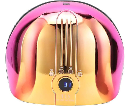 Зображення 5 UV/LED лампа T15 Chrom для манікюру та педикюру з дисплеєм та таймером, 160 Вт. Золото з рожевим