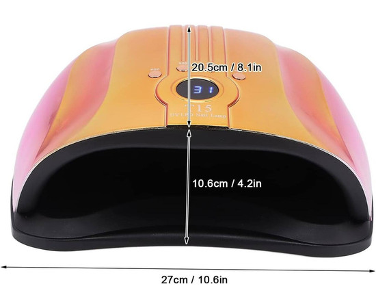 Зображення 3 UV/LED лампа T15 Chrom для манікюру та педикюру з дисплеєм та таймером, 160 Вт. Золото з рожевим