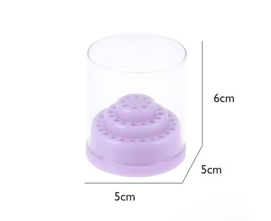 Изображение 2 Подставка круглая с крышкой - контейнер для фрез (насадок), на 48 ячеек S фиолетовый