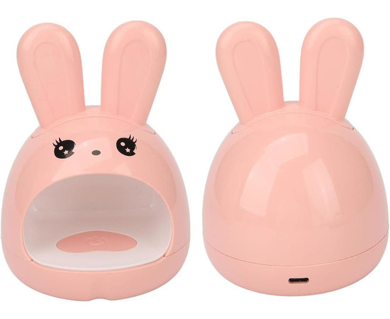 Зображення 3 Портативна міні лампа "Милий кролик" для сушіння нігтів, верхніх форм, гелевих типс, декору (на USB), 24 Вт. Рожевий