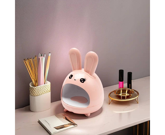 Зображення 2 Портативна міні лампа "Милий кролик" для сушіння нігтів, верхніх форм, гелевих типс, декору (на USB), 24 Вт. Рожевий