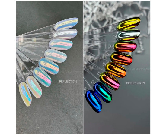 Зображення 2 Втирка дзеркальна для нігтів Saga Professional Reflection №01, 0.5 г, Об'єм (мл, г): 0.5, Колір: 01