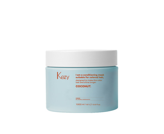 Зображення  Кондиціонуюча маска для фарбованого волосся з водою кокоса Kezy Coconut Mask, 1000 мл, Об'єм (мл, г): 1000