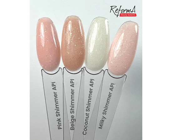 Зображення 2 Камуфлююча база для нігтів ReformA Cover Base Beige Shimmer API, 30 г, Об'єм (мл, г): 30, Колір: Beige
