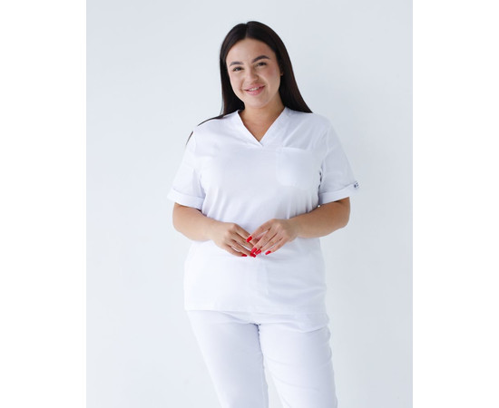 Зображення 3 Медичний костюм жіночий Марсель білий +SIZE р. 60, "БІЛИЙ ХАЛАТ" 499-324-708, Розмір: 60, Цвет: білий