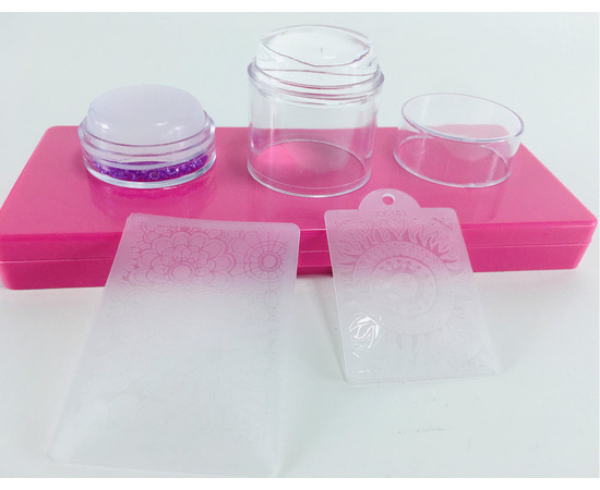 Зображення 2 Подвійний штамп для стемпінгу "Зефірка" зі стразами + 2 скрапери Фіолетовий