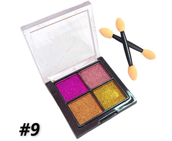Зображення 2 Дзеркальне втирання - пігмент Solid Mirror Powder для дизайну нігтів у палетці 4 в 1 №9