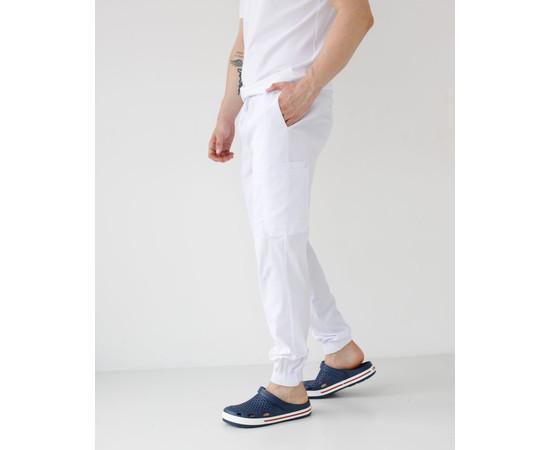 Изображение 3 Медицинские брюки мужские джоггеры стрейч белые р. 48, "БЕЛЫЙ ХАЛАТ" 504-324-730, Размер: 48, Цвет: белый
