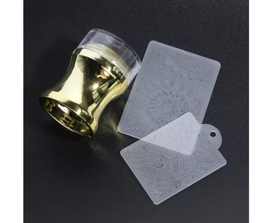 Зображення 2 Силіконовий круглий стемпінг-штамп хром для дизайну нігтів, 4 см. Золото CT:N7