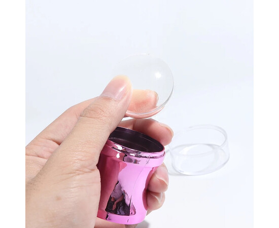 Изображение 5 Силиконовый круглый стемпинг-штамп хром для дизайна ногтей, 4 см. Розовый CT:N7