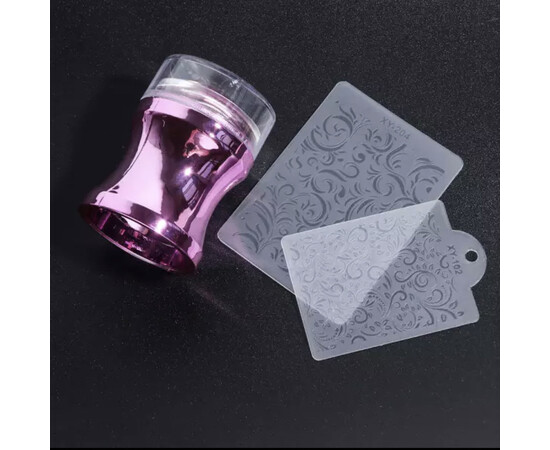 Изображение 2 Силиконовый круглый стемпинг-штамп хром для дизайна ногтей, 4 см. Розовый CT:N7