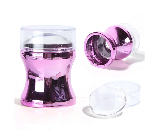 Изображение 8 Силиконовый круглый стемпинг-штамп хром для дизайна ногтей, 4 см. Розовый CT:N7