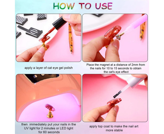 Зображення 7 Подвійна магнітна рука "Квітка" для гель-лаку "Котяче око"