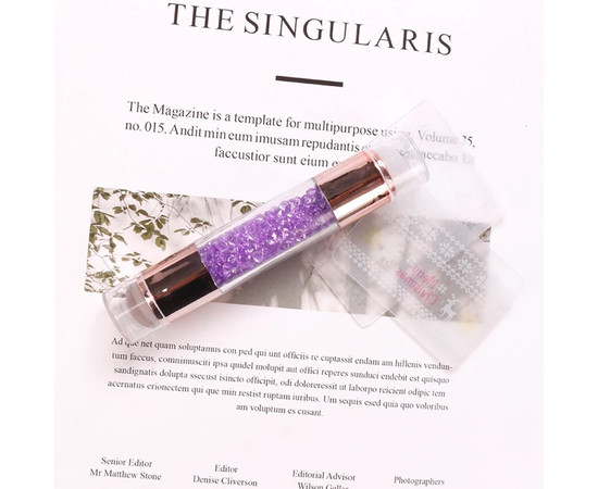 Зображення 2 Двосторонній штамп для стемпінгу з камінчиками + 2 скрапера (скребка) з різними візерунками Фіолетовий