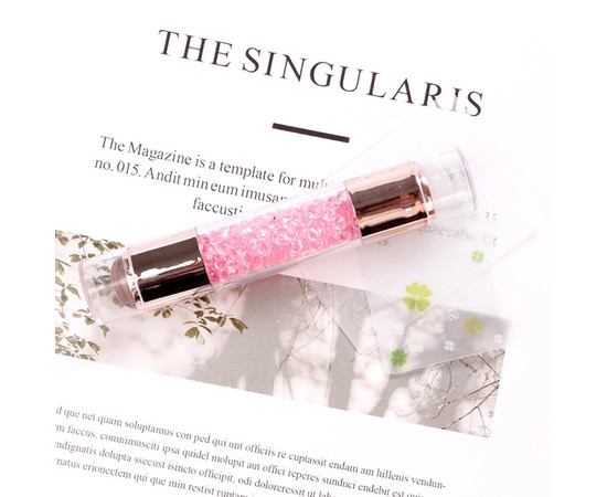 Зображення 2 Двосторонній штамп для стемпінгу з камінчиками + 2 скрапера (скребка) з різними візерунками Рожевий