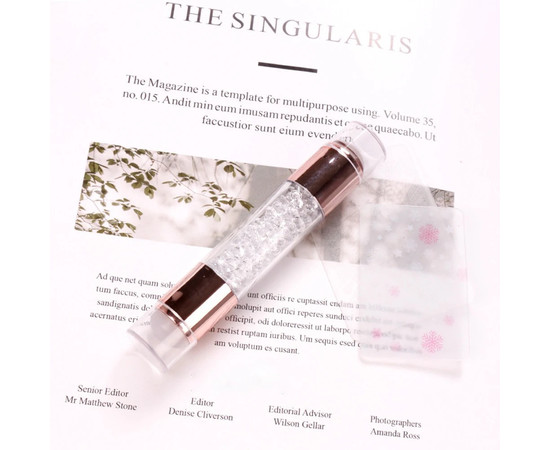 Зображення 2 Двосторонній штамп для стемпінгу з камінчиками + 2 скрапера (скребка) з різними візерунками Прозорий