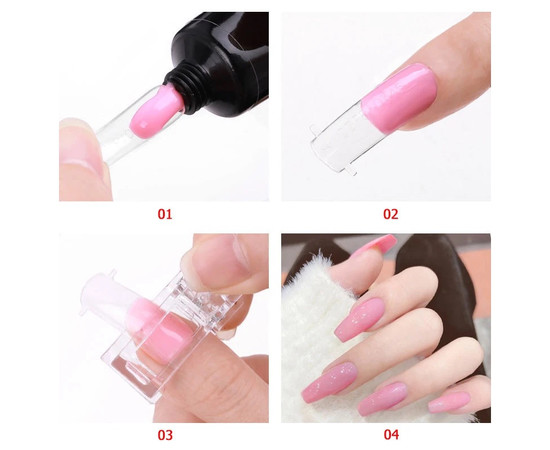 Изображение 3 Зажим пластиковый (3 х 3,5 см.) для фиксации верхних форм при наращивании ногтей Красный