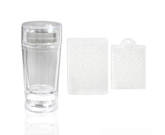 Зображення 4 Двосторонній штамп для стемпінгу нігтів з кришкою + 2-ма скребками з малюнками Прозорий