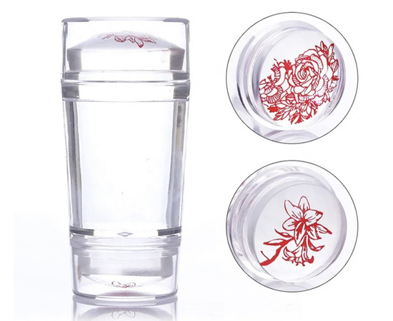 Зображення 7 Двосторонній штамп для стемпінгу нігтів з кришкою + 2-ма скребками з малюнками Прозорий