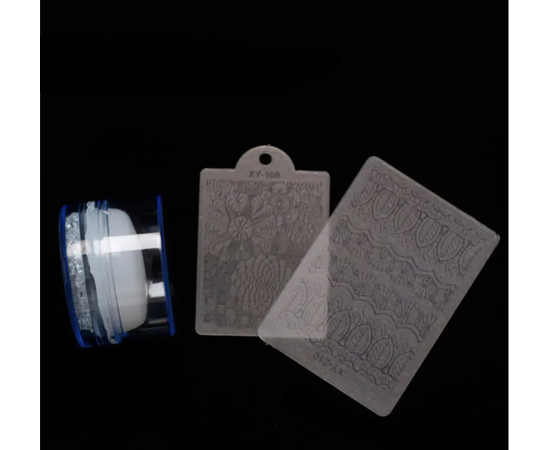 Зображення 2 Маленький стемпінг-штамп "Зефірка" - зі стразами та кришечкою, для дизайну нігтів Синій