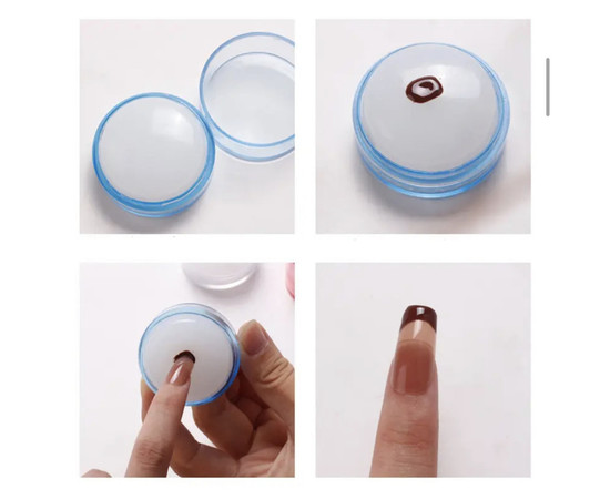 Зображення 3 Маленький стемпінг-штамп "Зефірка" - зі стразами та кришечкою, для дизайну нігтів Синій