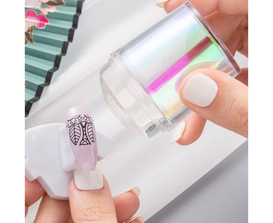 Зображення 5 Штамп для стемпінгу з "Хамелеон" + 2 скрапера (скребка) з різними візерунками Прозорий