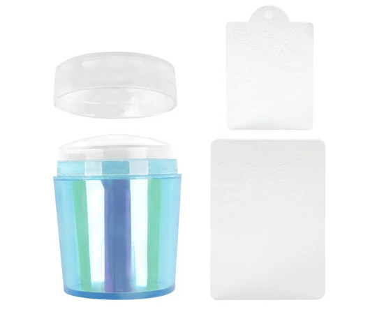 Зображення 3 Штамп для стемпінгу з "Хамелеон" + 2 скрапера (скребка) з різними візерунками Блакитний