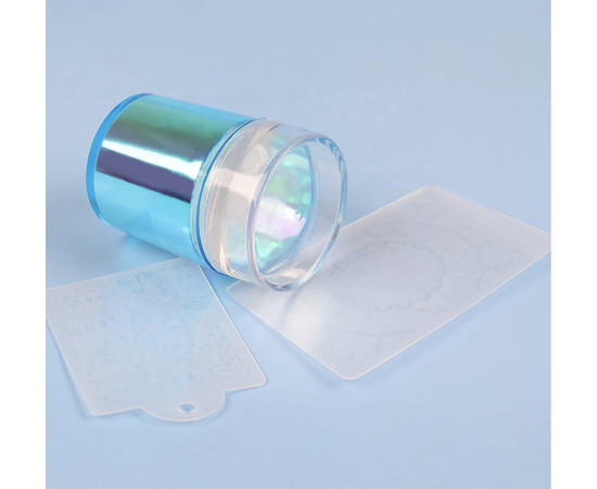 Зображення 4 Штамп для стемпінгу з "Хамелеон" + 2 скрапера (скребка) з різними візерунками Блакитний