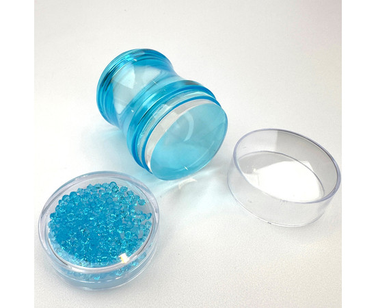 Зображення 3 Штамп для стемпінгу (для дизайну нігтів) зі стразами + 2 пластини з рандомним малюнком Блакитний