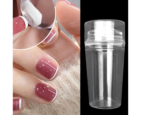 Зображення 5 Штамп для стемпінгу /для дизайну нігтів, з прозорою подушечкою +2 пластини з рандомним малюнком Прозорий