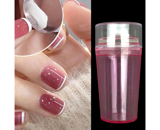 Зображення 4 Штамп для стемпінгу /для дизайну нігтів, з прозорою подушечкою +2 пластини з рандомним малюнком Рожевий