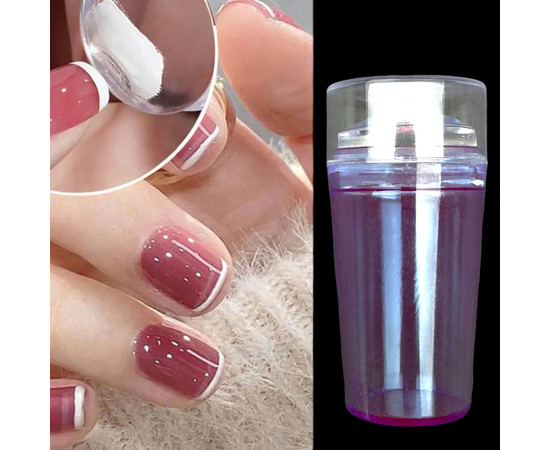 Зображення 3 Штамп для стемпінгу /для дизайну нігтів, з прозорою подушечкою +2 пластини з рандомним малюнком Фіолетовий