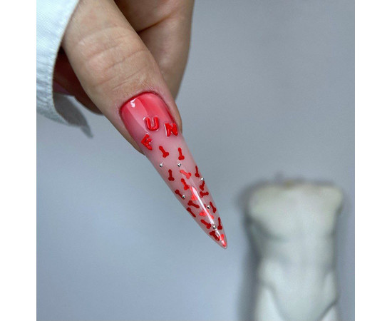 Зображення 4 Nails of the Day FUN! top 02 – прозорий топ без липкого шару з червоним арт-декором, 10 мл, Об'єм (мл, г): 10, Колір: 02